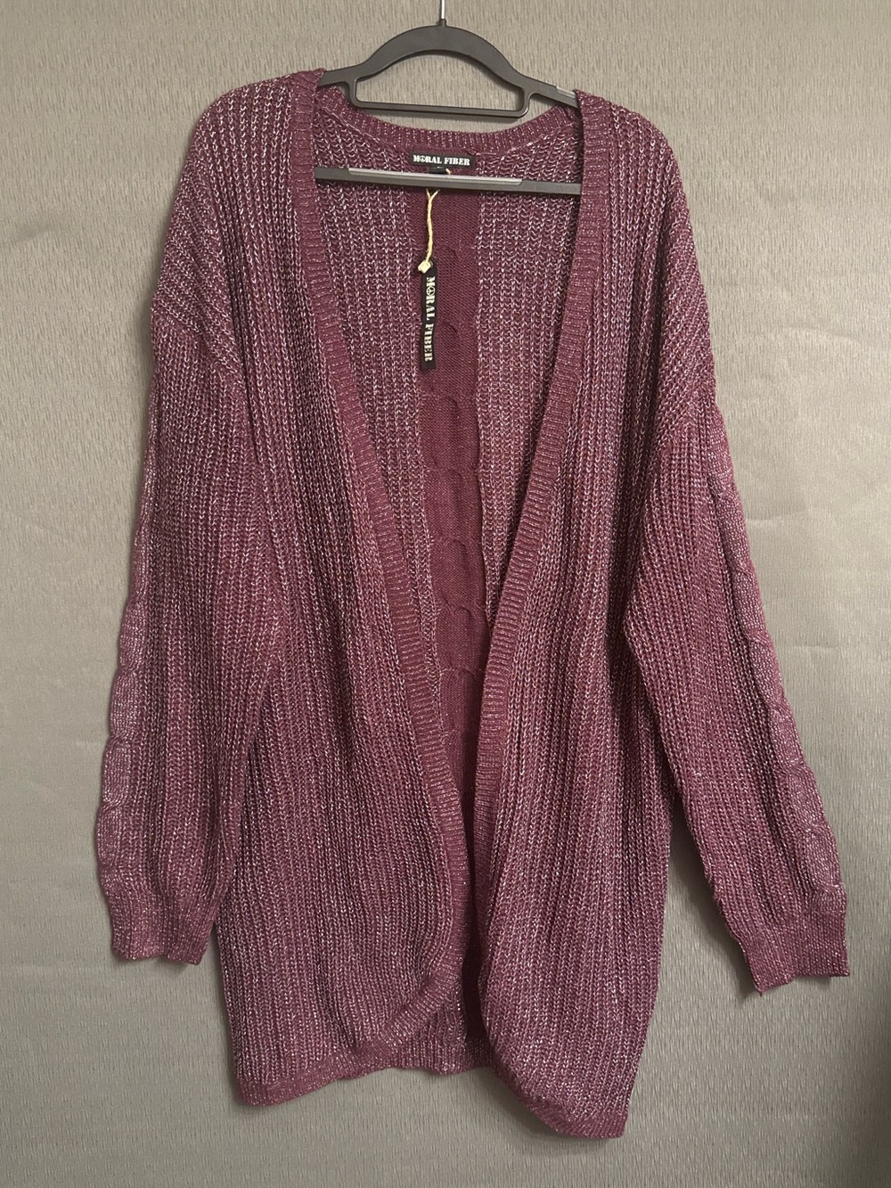 NWOT Moral Fiber Maroon Knit Cardigan Sweater Open Front Plus Size 3X